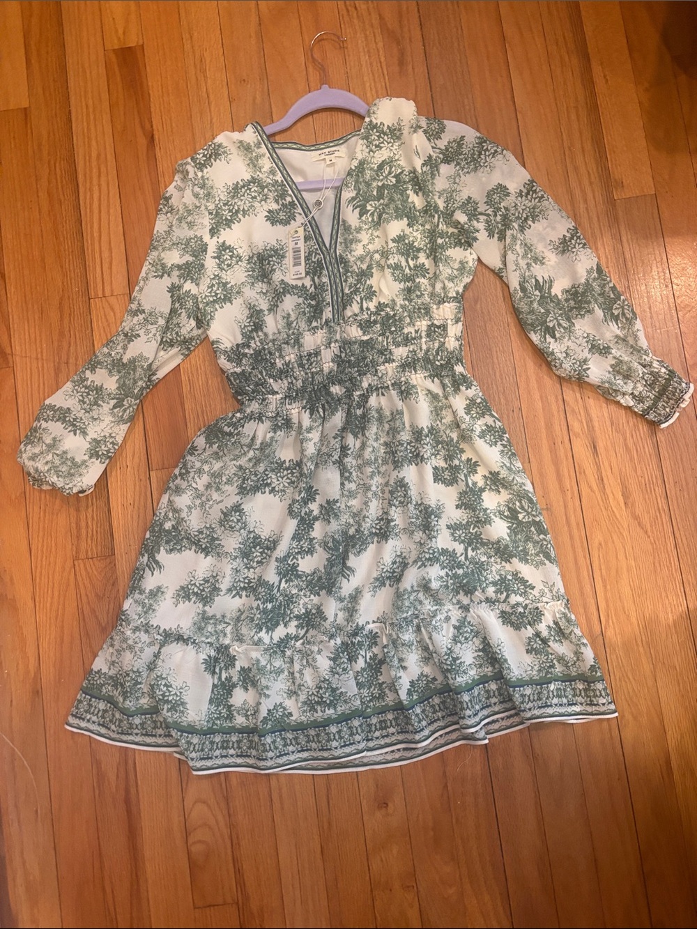Women’s Green Floral Print Long Sleeve Dress